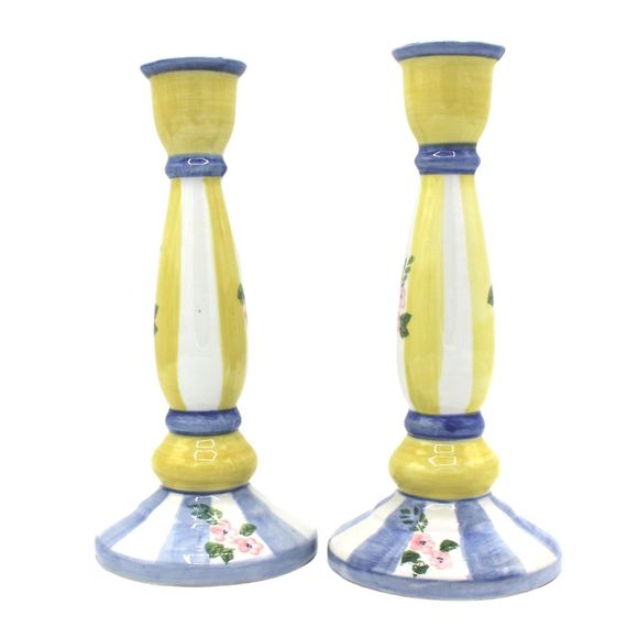 Vintage Pair of Andrea by Sadek Cottagecore Country Decor Candlesticks 8" - Picture 3 of 6